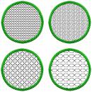 4 ITH-Stickdateien MugRug Untersetzer im Set für 10x10 cm Stickrahmen Set 03